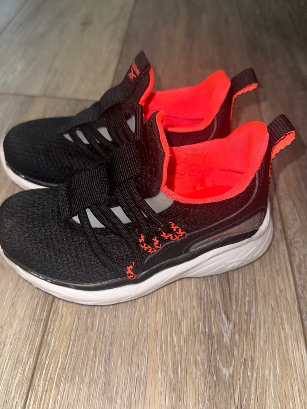 Reebok Kids Black and Bright Orange Athletic Sneakers